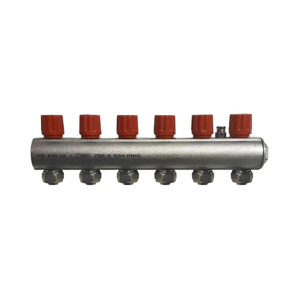 Kalde Kendinden Vanalı 1 1/4" Kollektör 6 Ağızlı - Kırmızı - Normal Tip